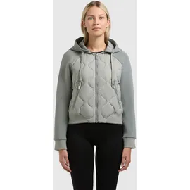 khujo Steppjacke "MALAYA", Damen, Gr. M, grau (cloud grün), Web, 100% Nylon, unifarben, regular fit hüftlang, Raglanärmel Rippbündchen, Jacken Steppjacke