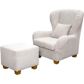 Home Affaire Ohrensessel HOME AFFAIRE "Oliver", beige, B:92cm H:103cm T:93cm, 100%Polyester, Sessel, Ohrensessel, Ohrensess,mit Hocker,Zierkissen,Klassische Form