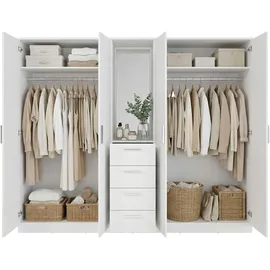 Forte Drehtürenschrank 199 x 181 x 52,7 cm Weiß