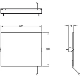 KWC AR Kippspiegel, CONTINA, Edelstahl, 600x500x74 mm, Griff
