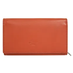 Geldbörse SAMANTHA LOOK, orange, Leder, unifarben, leicht glänzend, casual, Kleinlederwaren, echt Leder