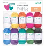 Gründl Wolle Cotton Quick Mini Basic Shades Set zum Stricken und Häkeln 10 x 15 g, 100% Baumwolle, 15 g / 37 m, Bunt