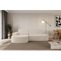 altdecor Eckcouch Cord mit Schlaffunktion 2-Sitzer Beige