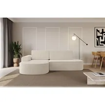 altdecor Eckcouch Cord mit Schlaffunktion 2-Sitzer Beige