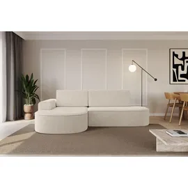 altdecor Eckcouch Cord mit Schlaffunktion 2-Sitzer Beige