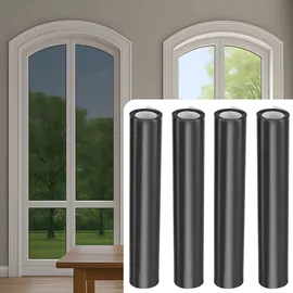 ideoon 4er-Set Sichtschutzfolie grau-matt, 60 x 200 cm - selbstklebende Fensterfolie mit UV-Schutz - hitzereduzierend & ideal für Fenster, Büro & Wohnräume