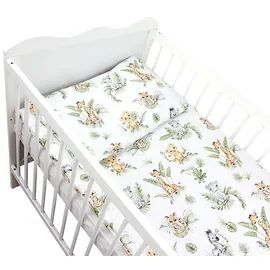 TupTam Kinder Gemusterte Bettdecken Set Ganzjahresdecke Bettdecke Kopfkissen Flachkissen 2tlg., Farbe: Safari/Löwe/Braun/Blätter/Grün, Größe: 135x100 cm