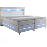 Juskys Boxspringbett Norfolk Weiß 200 x 200 cm