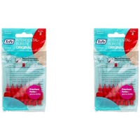 TePe Interdentalbürste Rot ISO-Größe 2 (0,5 mm) / Für eine einfache und gründliche Reinigung der Zahnzwischenräume / 1 x 8 Interdentalbürsten (Packung mit 2)