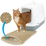 Katzenklo Matte Beige XS : Katzenmatte 30x40cm Waschbar Extra Klein – Katzenstreu Auffangmatte – Platzsparende Katzentoilette Matte – Katzentoilette Vorleger – Katzenklomatte von Inovida