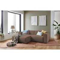 andas Ecksofa »Noord«, mit Kedernaht, Breite 234 cm, Cord, Struktur, Webstoff braun