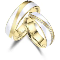 Partnerring MARRYA Gr. 68, damen ring, god, weiß, Fingerringe, Damen, 68, Edelstahl