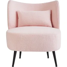Beliani Sessel OTSBY Bouclé 60 x 76 x 55 cm Pastellrosa mit Kissen