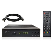 SKY VISION HD SAT Receiver 300 S-HD, Receiver für Satelliten Empfang, Digitaler Satelliten-Receiver DVB-S2, Sat Receiver HDMI & SCART, HDTV, 12V Camping, USB-Mediaplayer, 1,5 m HDMI Kabel, schwarz