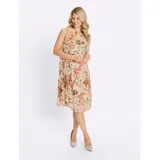 Classic Basics Plisseekleid Etuikleid Bedruckt Champagner/Hortensie 42