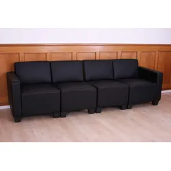 Mendler Modular 4-Sitzer Sofa Couch Lyon, Kunstleder ~ schwarz