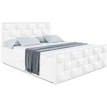 altdecor Boxbett, Weiß Hochglanz, Holzwerkstoff, Höhe ca. 21 cm 140x200 cm Schlafzimmer, Betten, Boxspringbetten