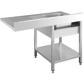 GastroHero Spülzentrum Edelstahl 1200x600 mm 1 Becken links mit Grundboden Aufkantung Spültisch Gastro Küche