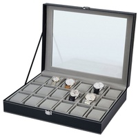 Selva Technik Uhrenbox Uhrensammelbox für 18 Uhren – Hervorragende Verarbeitung – LEDE grau|schwarz