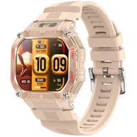 findtime Rechteckige Smartwatch Militär Herren Damen Robust Sportuhr mit Telefonfunktion LED Taschenlampe 100+Sportmodi Schlafmonitor Outdoor Fitnessuhr für Android iOS Rosa