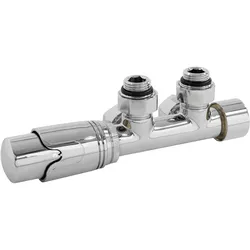 LuxeBath Badheizkörper Thermostat Anschlussgarnitur Eckventil Wand Mittelanschluss Chrom