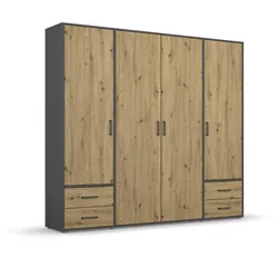 rauch BLUE Kleiderschrank Voyager 187 x 194 cm Holzoptik Grau-Metallic / Eiche Artisan