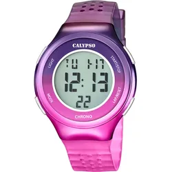 Chronograph CALYPSO WATCHES "Color Splash, K5841/6", lila (lila, pink), Armbanduhren, Damen, Armbanduhr, Quarzuhr, Damenuhr, Herrenuhr, digital, Stoppfunktion