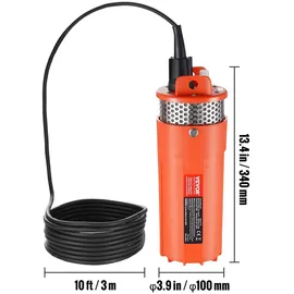 Vevor Solar Wasserpumpe, 12 V DC, 96 W, Tiefbrunnenpumpe, max. Durchfluss 1,6 GPM, max. Förderhöhe 70 m, solarbetriebene Tauchpumpe für Brunnen, Bewässerung von Bauernhöfen, Tränken von Nutztieren