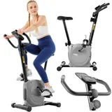 TREX SPORT Heimtrainer Fahrrad TX-350MB RIZE | Hometrainer Fahrrad |Pulssensoren, extrem leises Magnetbremssystem mit 10 Widerstandsstufen, 5 Sitzhöhen, 120 kg belastbar (GRAY MARBLE)