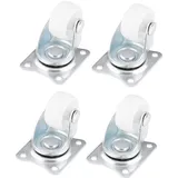Möbelrollen Weiss 4pcs Universal Schwenkrollen, 1"Dia kleine 4 für Werkzeugkasten, Rollenrad Schwenkrad Oberseiten Platten Wiedereinbau Feste Möbelrollen