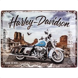 Nostalgic-Art Retro Blechschild, 30 x 40 cm, Harley-Davidson – Route 66 Road King Classic – Geschenk-Idee für Biker, aus Metall, Vintage Design