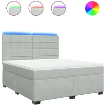 vidaXL Boxspringbett mit Matratze Hellgrau 180x200 cm Samt