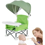 Hochstuhl Baby, Faltbarer Kleinkind Campingstuhl, Tragbarer Baby Sitzerhöhung, Esszimmerstuhl, Multifunktions Fütterungssitz Mit Tablett und Baldachin, Baby Fütterungsstuhl, für Reisen