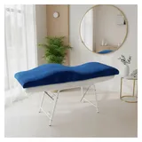 STM Company Massageliege Memory Foam Wellenmatratze für Kosmetikliege (180x60 cm / 190x70 cm, mit Veloursbezug), Anatomischer Lash Topper für Wimpern, PMU & Kosmetik blau 190x70 cm