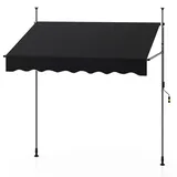 RELAX4LIFE Klemmmarkise, Markise Balkon ohne Bohren, 200 cm breit, mit Handkurbel, UV-beständig Balkonmarkise höhenverstellbar Sonnenschutz (Schwarz)
