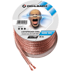 OEHLBACH Speaker Wire SP-25 3000 Lautsprecherkabel 2 x 2,5 qmm, Mini Spule, Lautsprecherkabel, 30 m