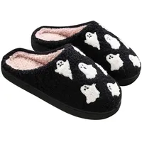 Generico Winter-Hausschuhe für Damen, elegant, Kürbis, Halloween, leicht, Slip on Slippers Ghost Druck, lustige Schuhe, bequem, rutschfest, Gästepantoffel, Hausschuhe für Damen, dunkelblau, 38 EU - 38 EU