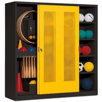C+P Sportgeräteschrank mit Lochblech-Schiebetüren (Typ 5), HxBxT 195x190x60 cm,
