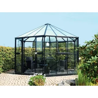 Vitavia Hera 9000 Alu schwarz ESG 3 mm/Dach HKP 6 mm 9 m2 inkl. Fundament