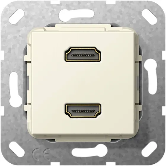 Gira Einsatz HDMITM „High Speed with Ethernet” 2fach Kabelpeitsche (cremeweiß, glänzend)