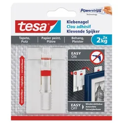 tesa® Klebenagel verstellbar | Tapete & Putz | verschiedene Stärken | Packung mit 2 Stück