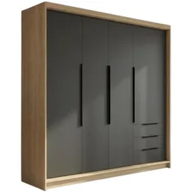 A&J MöbelLand Drehtürenschrank KLARI 200 x 215 x 59,5 cm Silberfarben