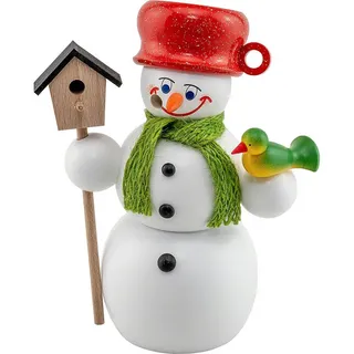 Seiffener Volkskunst eG Räuchermann Schneemann mit Vogelhaus 15 cm