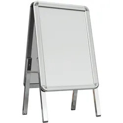 Plakatständer A1 | 32mm | Doppelseitig | B:H 594 x 1041 mm | Silber | Kundenstopper, Werbetafel, Werbeaufsteller, Gehwegaufsteller
