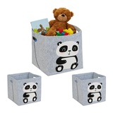 3 x Aufbewahrungskorb Panda-Motiv Spielzeugkorb Filz Kinderzimmer Korb Kinder