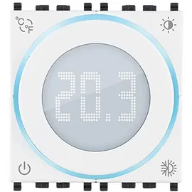 Vimar 02970.B Roll-Thermostat ON/OFF, LED-Hintergrundbeleuchtung, Stromversorgung 100-240 V, 2 Module, kompatibel mit Eikon, Arké, Plana, für Ideenunterstützung, Weiß