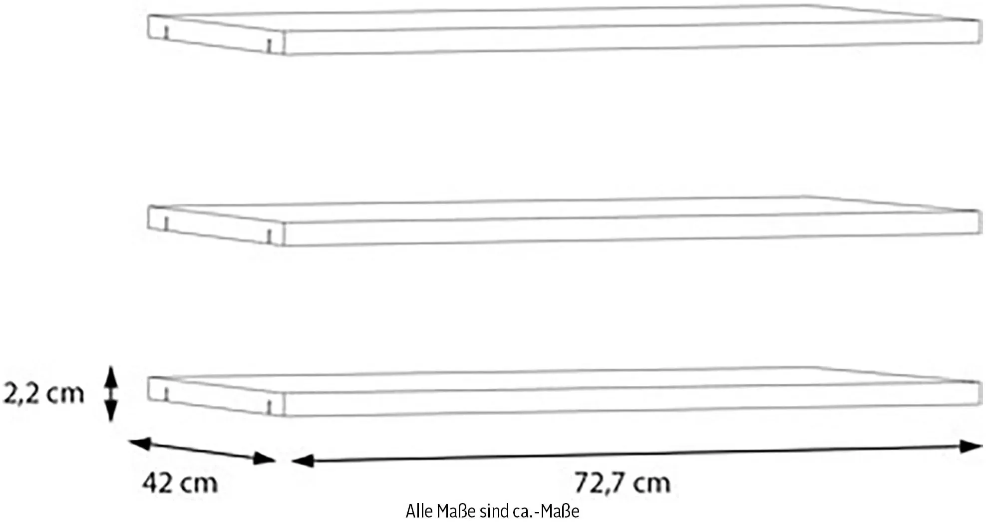 Einlegeboden FORTE, grau (textilstruktur grau), B:72,7cm H:42cm T:2,2cm, Holzwerkstoff, Einlegeböden, Einlegeboden, Einlegeböden 2,2 cm Stärke, optional bestellbar, 3er Set