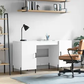 vidaXL Schreibtisch Hochglanz-Weiß 140x50x75 cm Holzwerkstoff - Weiß