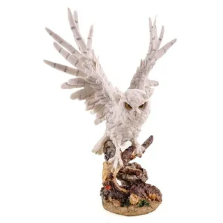 Kremers Schatzkiste Dekofigur Eule mit erhobenen Schwingen weiß 38cm Deko Figur Vogel Geschenk Tier bunt