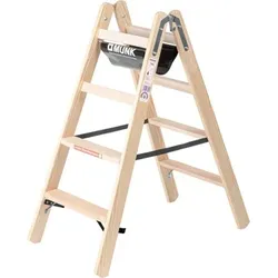 Stufen-Stehleiter Holz, beidseitig begehbar, 2x4 Stufen